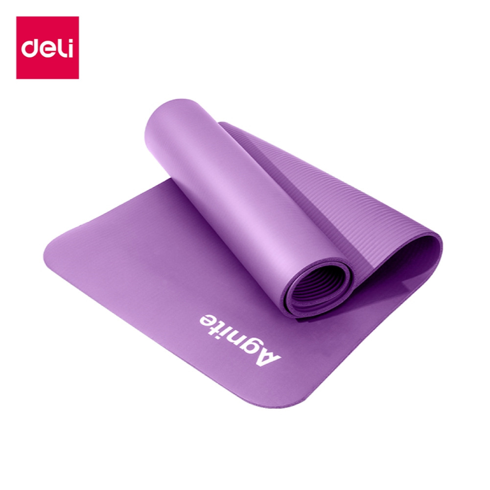 Deli เสื่อโยคะ NBR (แผ่นโยคะ) หนา 8mm/10mm กันลื่น ยืดหยุ่น ไม่ขาดง่าย พร้อมของแถม Yoga Mat