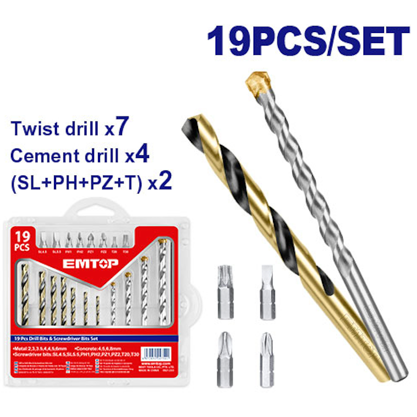 ชุดดอกสว่าน 19P ECBDB1901 EMTOP