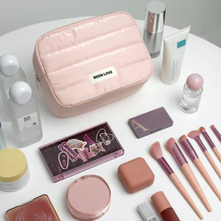 พร้อมส่ง! กระเป๋าเครื่องสำอาง BEEN LOVE พกพาง่าย มีหูหิ้ว กันน้ำกันกระแทก นุ่มเบา ใส่ของได้เยอะ สีพาสเทลเรียบหรู