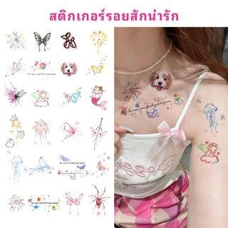 !!ส่งจากไทย!! มาในรูปแบบสีสันสดใส จี๊ดจ๊าดกระแทกใจ รอยสักกันน้ำ cute tattoo สติกเกอร์รอยสักสีสันสดใส ติดทนนาน ไม่หลุดลอก