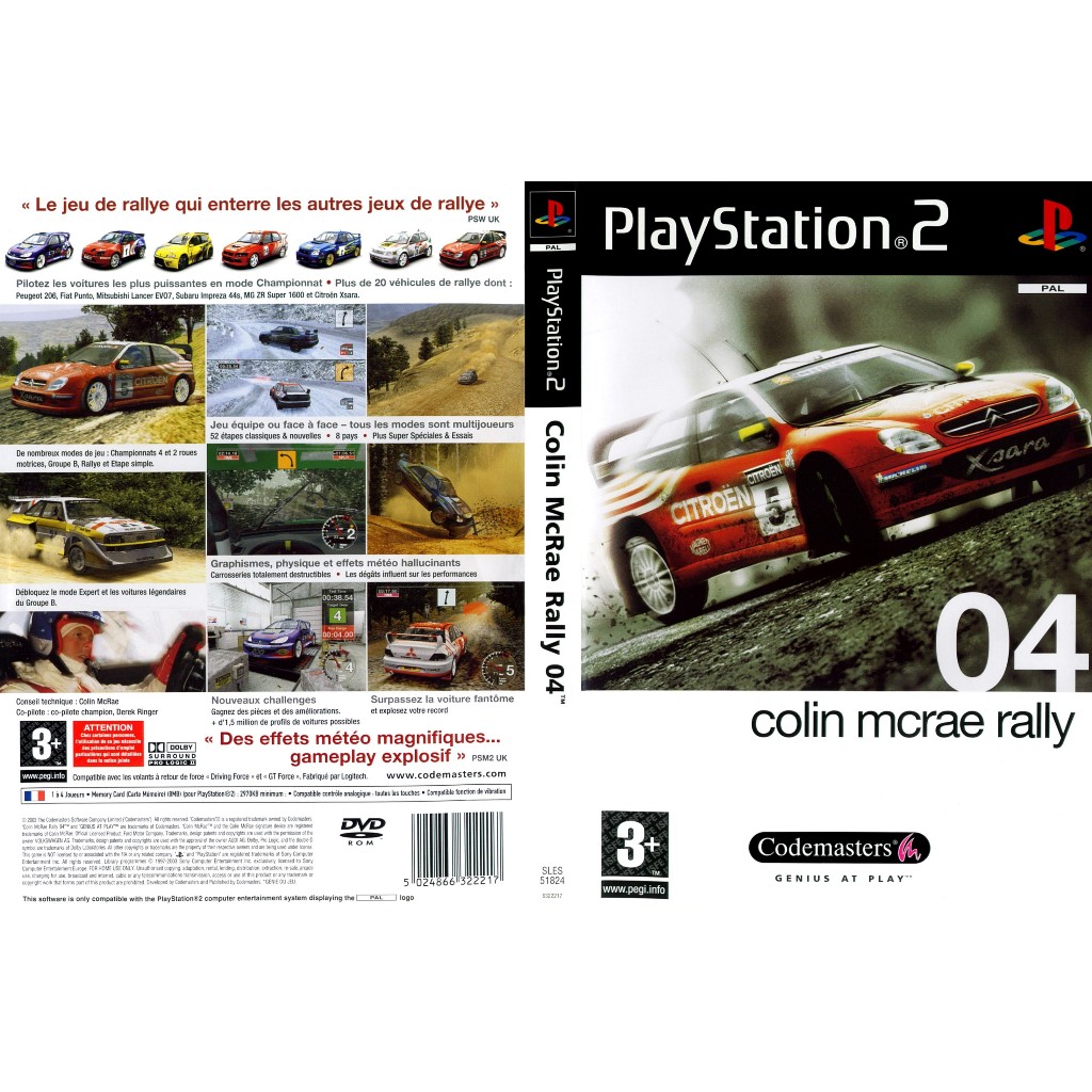 แผ่นเกมส์ PS2 Colin McRae Rally 04 สกรีนแผ่น คุณภาพ ส่งไว (DVD)