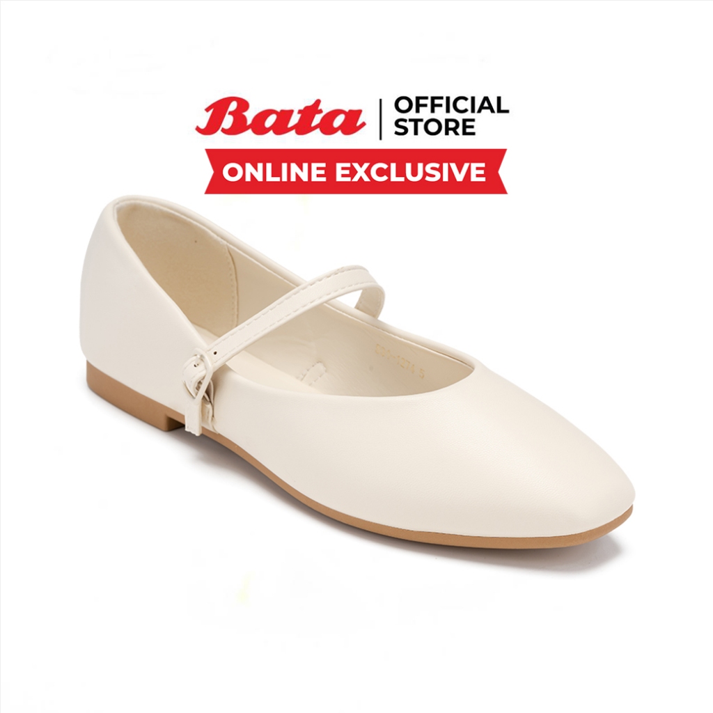 Online Exclusive Bata บาจา รองเท้าส้นแบน แบบสวม สำหรับผู้หญิง สีดำ 5316274 สีขาว 5311274 สีแดงไวน์ 5315274