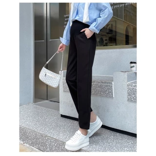 MACHIKO | L52 กางเกงทำงานคนท้อง โอลีฟ กระบอกเล็ก Skinny ผ้าหนานุ่ม มีสายปรับระดับ ใส่ได้ยันหลังคลอด