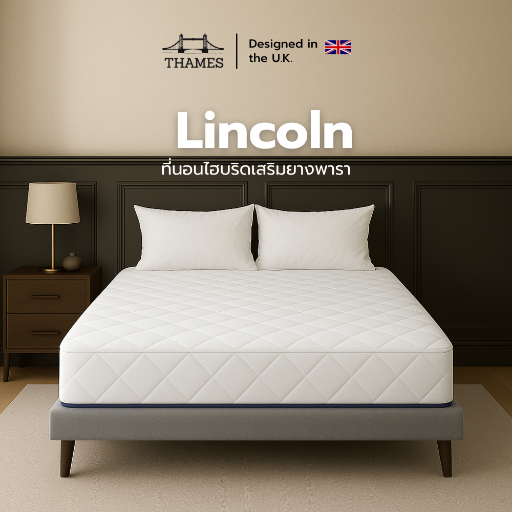 Thames [ส่งฟรี] ที่นอน10นิ้ว ไฮบริดเสริมยางพารา Lincoln  สปริง+ยางพารา