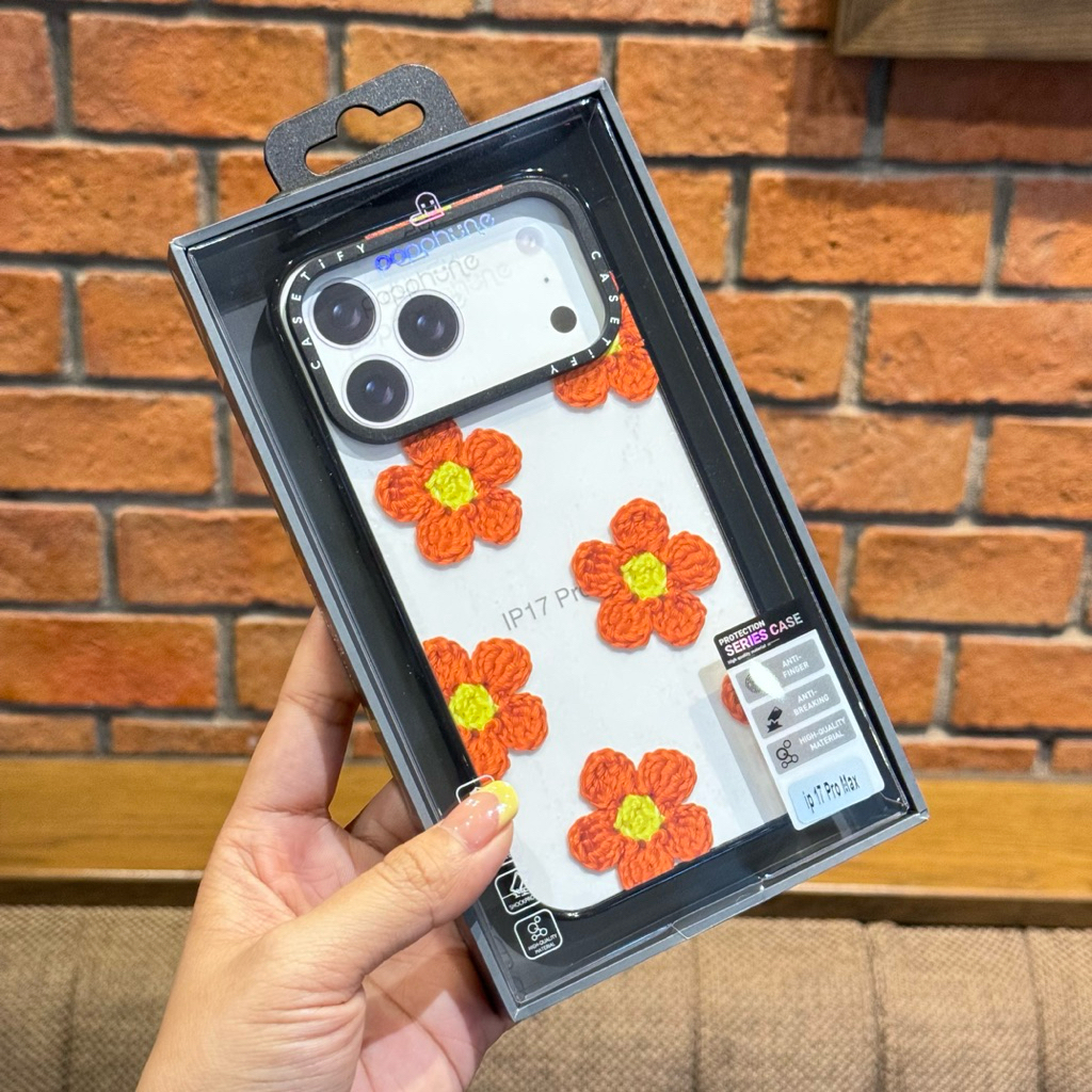 *Popphoneเคส Crochet Flowers - Orange #เคส กันกระแทก iPhone 17Pro Max 17pro ลายแนะนำ