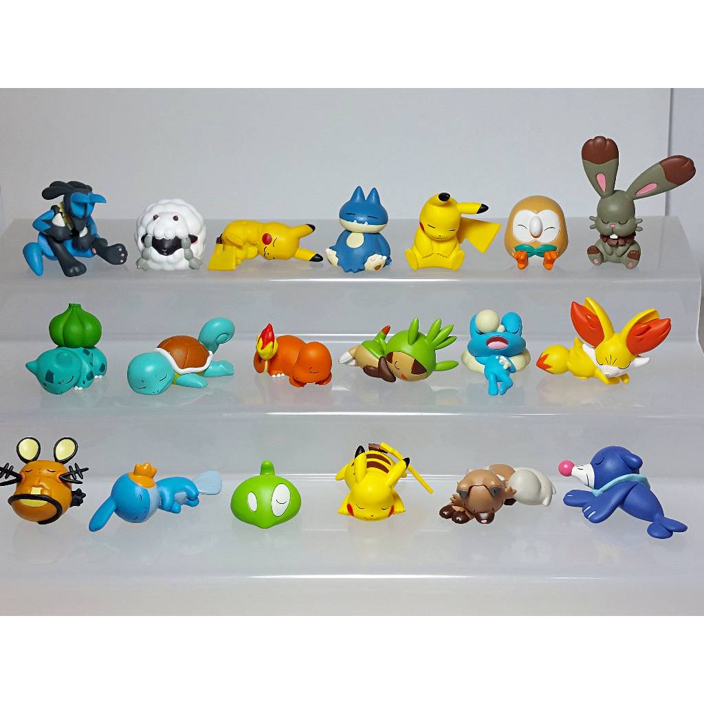[ของแท้] [มือสอง] Pokemon Oyasumi Good Night Friends Figure T-ARTS Rowlet Fennekin Rockruff Lucario