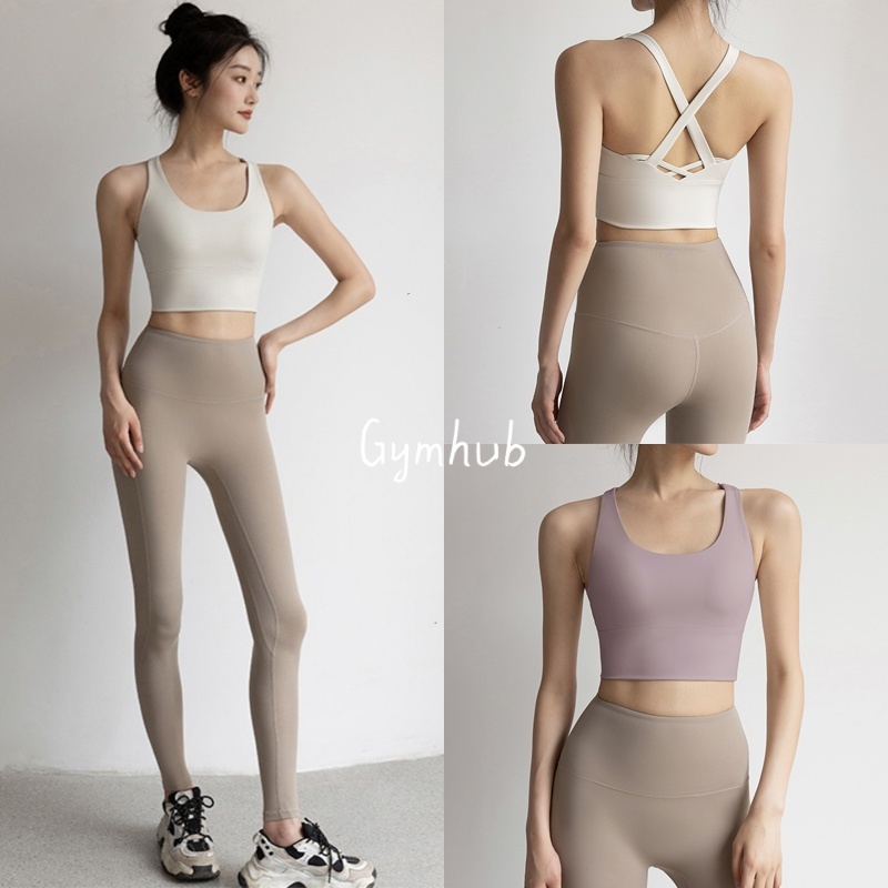 GYMHUB เสื้อชั้นในแบบโยคะสายไขว้ นุ่มสบาย กันกระแทก กระชับ ออกกำลังกาย