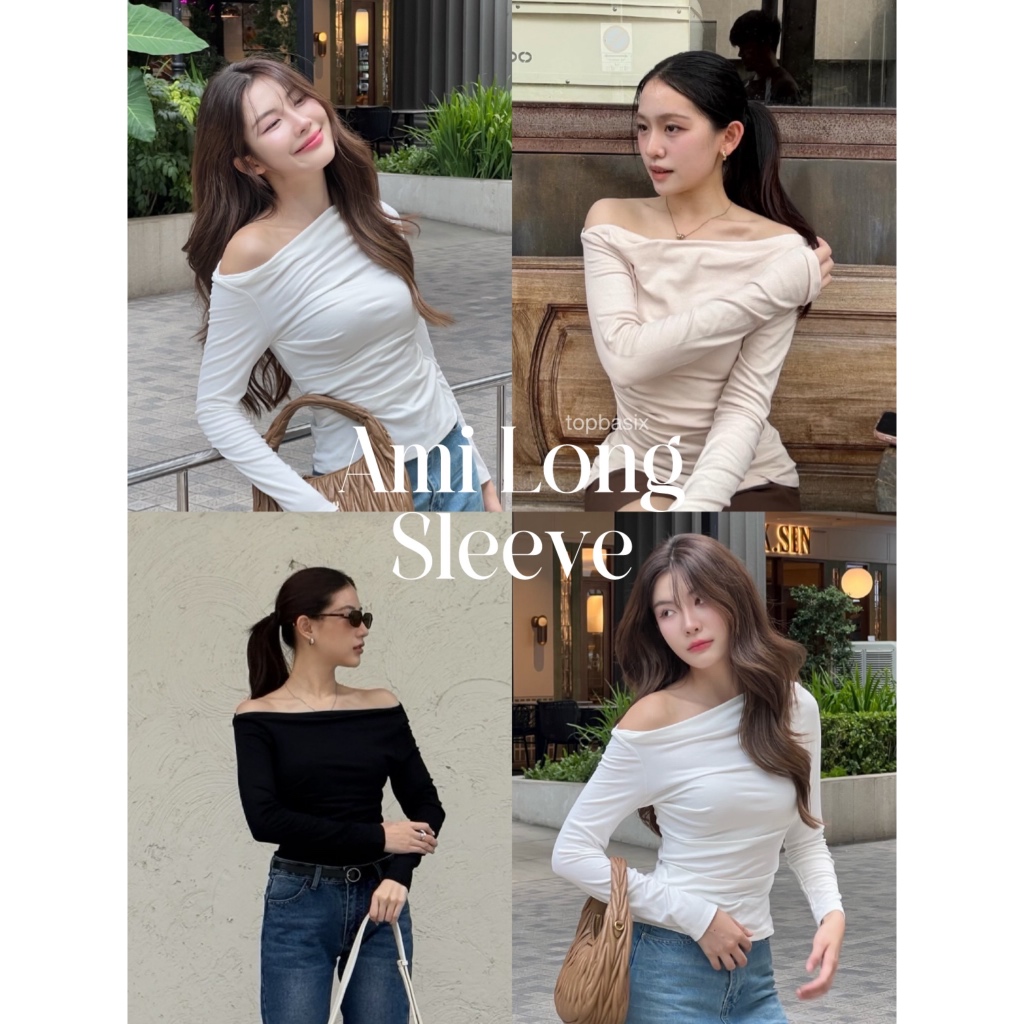 TOPBASIX - Ami Long Sleeve เสื้อยืดปาดไหล่แขนยาว