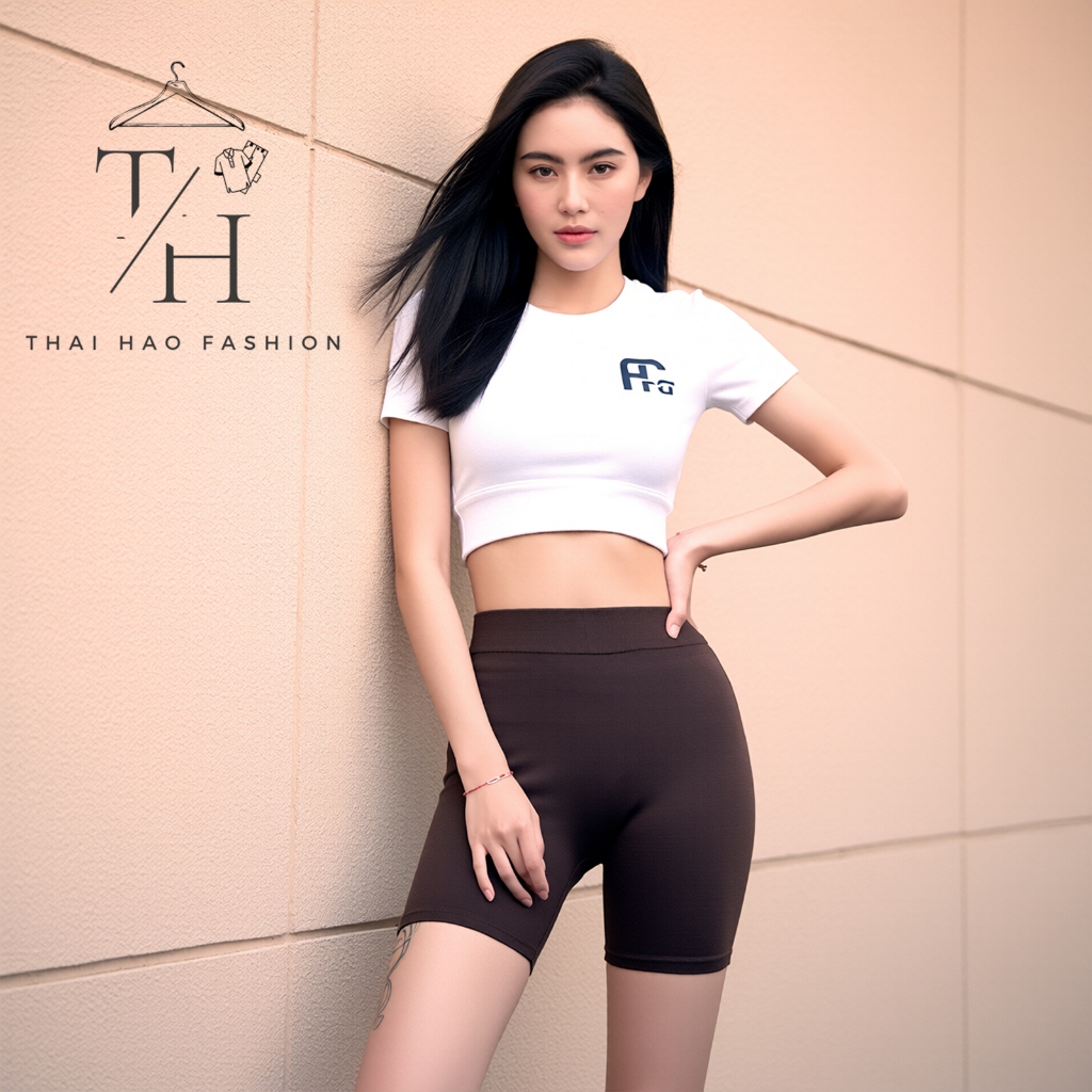 กางเกงขาสั้นเอวสูง กางเกงโยคะขาสั้นผู้หญิง เหมาะกับใส่ออกกําลังกาย ระบายอากาศได้ดี และเป็นมิตรกับผิวหนัง