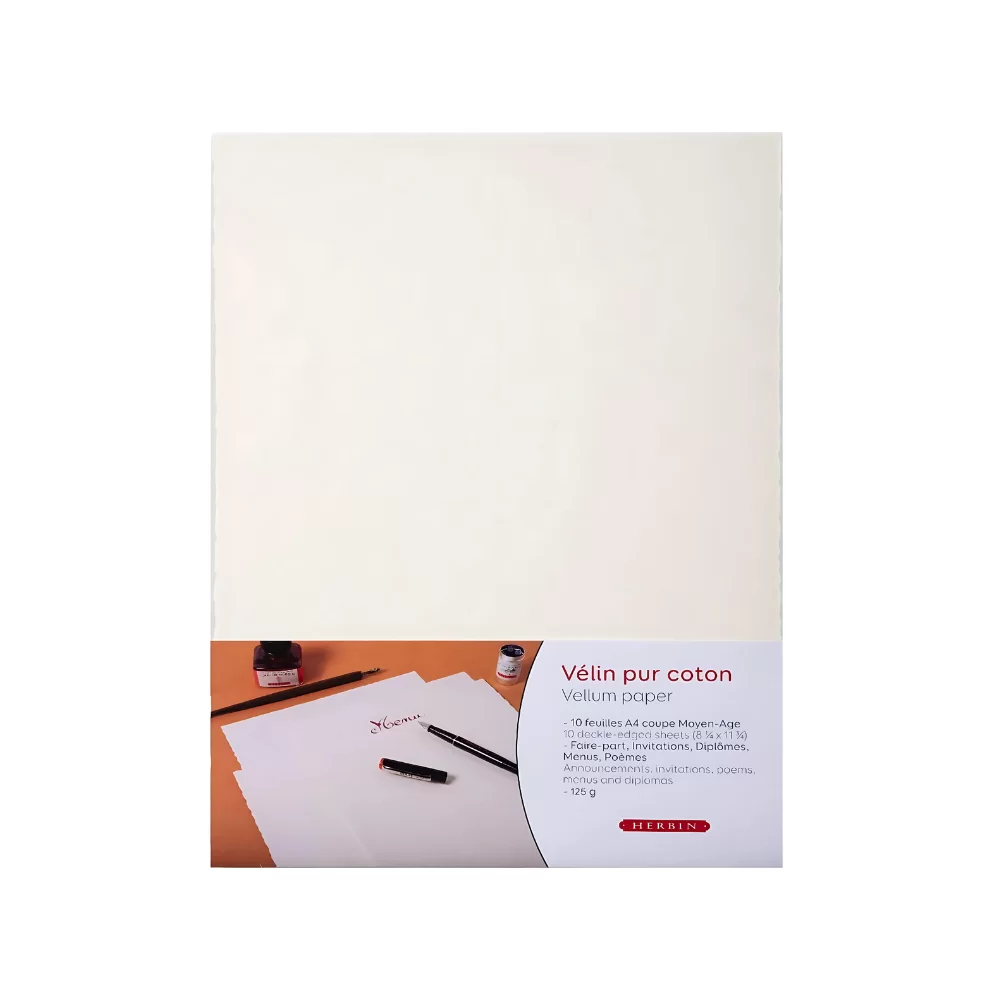 J HERBIN Vellum A4 100% Cotton, 10 Sheets (C90800T) / กระดาษคอตตอน 100% 10แผ่น แบรนด์ HERBIN ประเทศญ