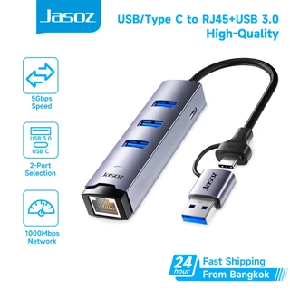 ⚡ส่งจาก กทม⚡Jasoz Type C USB 3.0 HUB to RJ45 อะแดปเตอร์การ์ดเครือข่าย สำหรับโทรศัพท์มือถือ แล็ปท็อป