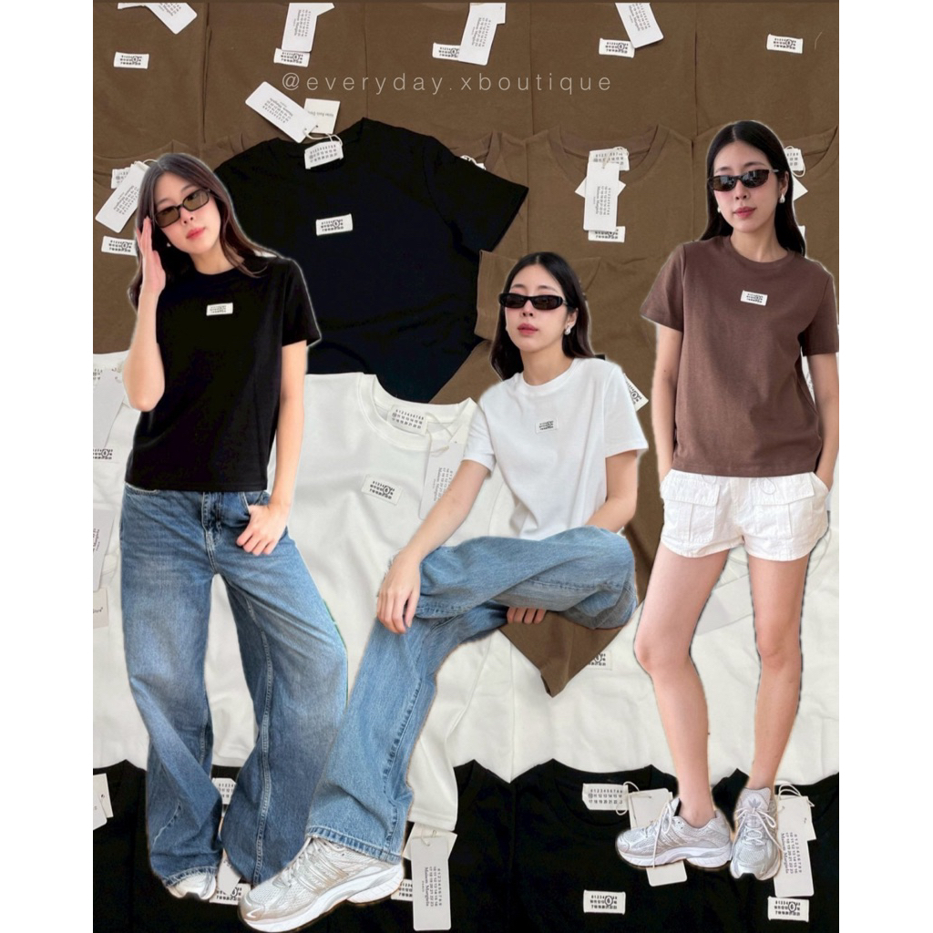 Numbers T-shirt🔢📓🏳️🤎(350฿ ) VALEN เสื้อยืดคอกลมแขนสั้น ดีเทลปักแถบตัวเลขที่อกชิคๆ สไตล์เกาหลี ทรงเบสิคสุดฮิต ใส่ได้ตลอด