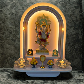 หิ้งพระ หิ้งพระพิฆเนศ มีไฟ  สไตล์โมเดิร์น เรียบหรู โค้งมน รุ…