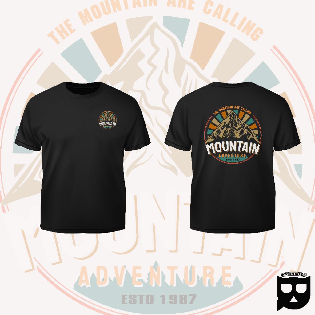 เสื้อยืดลาย "Mountain" แนววินเทจ แนวท่องเที่ยว ผ้า cotton 100%