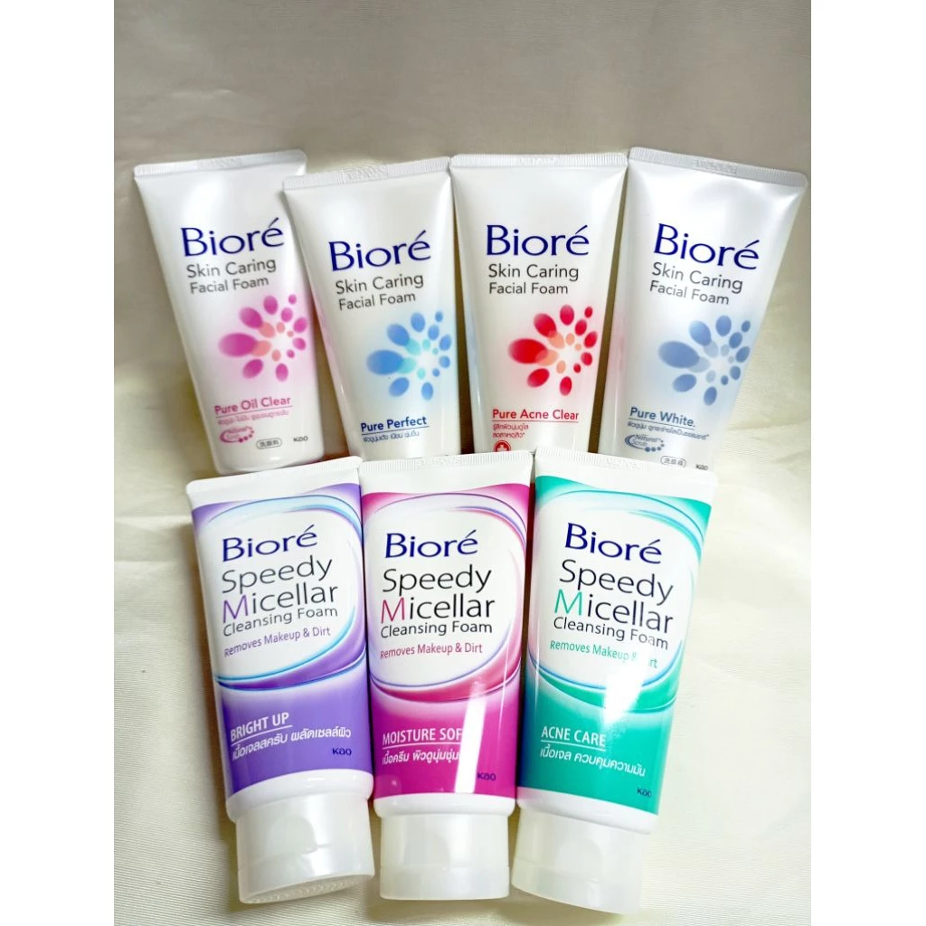 ***พร้อมส่ง*** โฟมล้างหน้าบิโอเร Biore Skin Caring Facial Foam 100กรัม 4สูตร และBiore บิโอเร สปีดี้ ไมเซลล่า โฟม 90 กรัม
