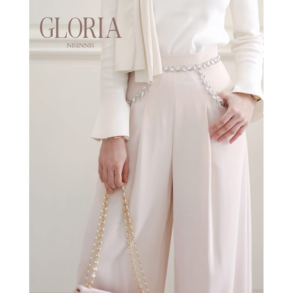กางเกงจาก NISINNIS  GLORIA PANTS  ✧ XL  ทรงสวยมาก! ใส่เเล้วผอม เสริมดีเทลติดเเกลม Crystal Daimond รอ