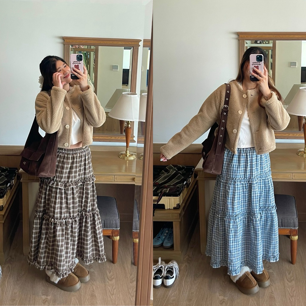 winnie skirt : กระโปรงยาวแต่งระบาย 3 ชั้น