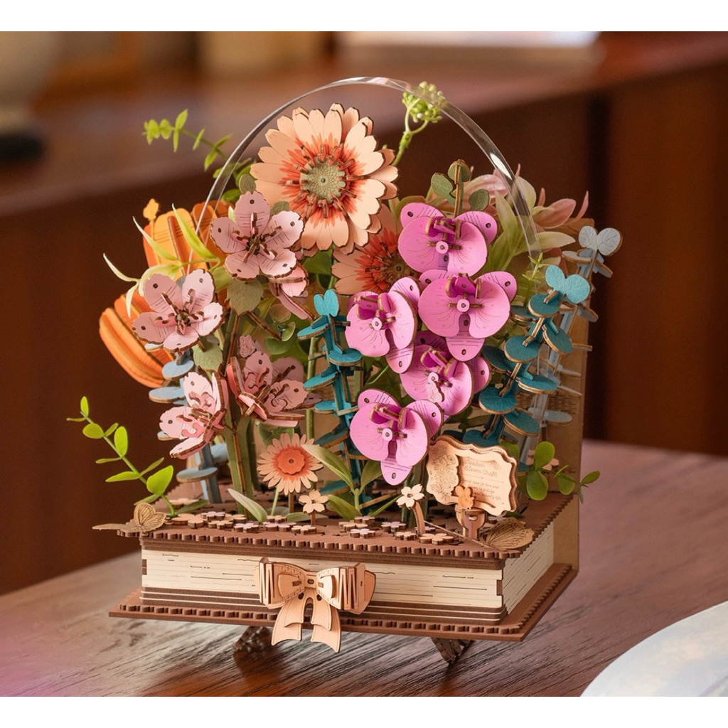 โมเดลประกอบเอง Rowood DIY 3D Flower Puzzle - Wooden Blooming Book TW04H English version [พร้อมส่ง]