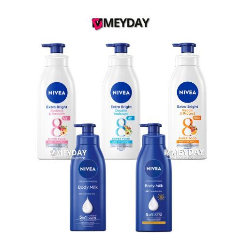 Nivea Extra Bright & Body Milk Lotion นีเวีย เอ็กซ์ตร้า ไบรท์ & นีเวีย บอดี้ มิลค์ โลชั่น 350-380 ml.