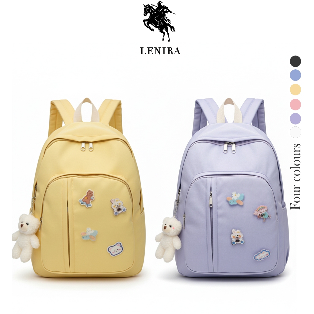 Lenira(B1801) กระเป๋าเป้ผ้าoxford ใบใหญ่**แถมเข็มกลัด+ที่ห้อย**