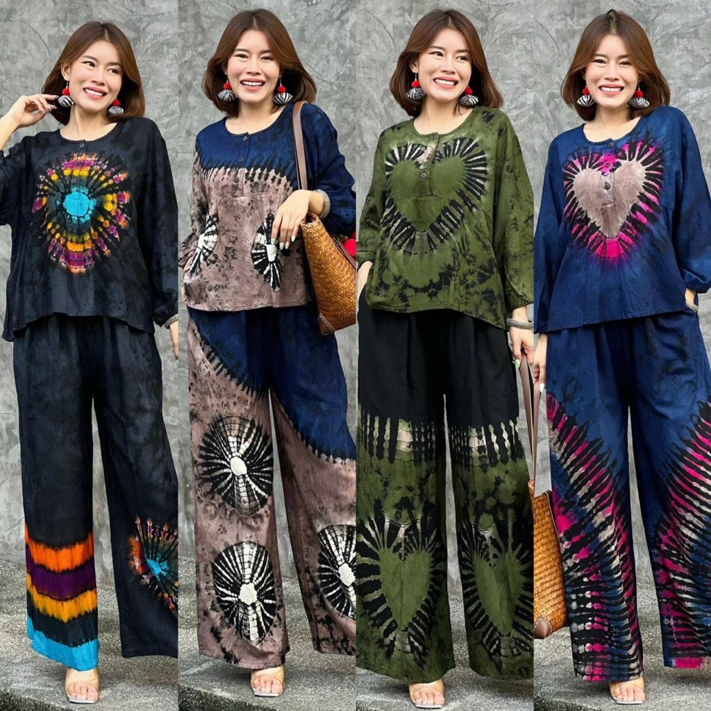 ชุดเซท เเขนยาว คอกระดุม ใส่สบาย ไม่ร้อน