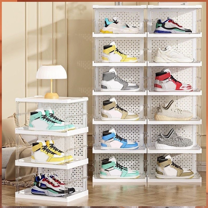 【Big tree】กล่องใส่รองเท้า พับได้ แบบไม่ต้องติดตั้ง กันฝุ่นและกันน้ำ แข็งแรง วางรองเท้าได้หลายคู้ แบบใส - รูปที่ 5