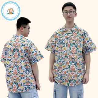 [Y D]🔥พร้อมส่ง🔥เสื้อเชิ้ตลายดอกไม้ ผ้าฝ้าย  #001-3