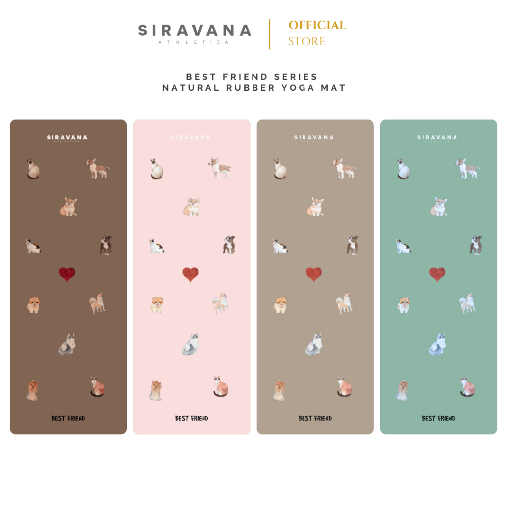 SIRAVANA เสื่อโยคะยางพารา รุ่น Best Friend 5mm PU Natural Rubber Yoga Mat