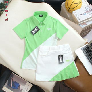 ชุดตีกอล์ฟผู้หญิง เสื้อคอปกแขนสั้น กระโปรงมีซับในขาสั้น Set …