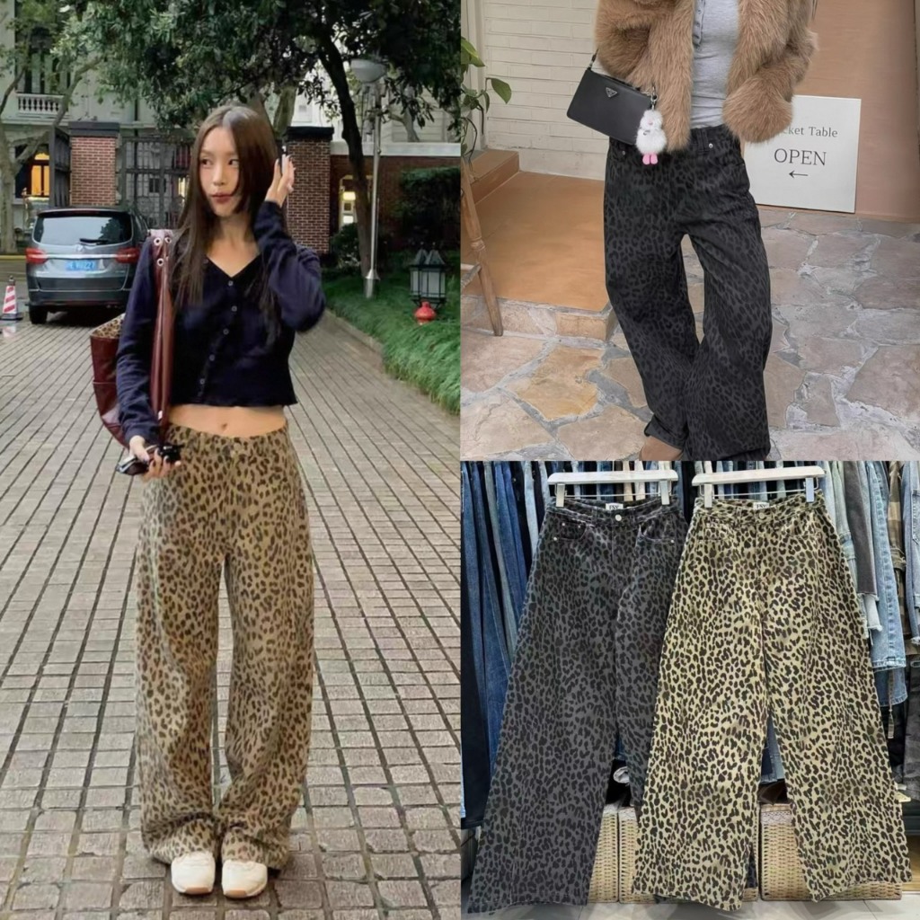 leopard denim jeans กางเกงยีนส์ลายเสือรุ่น 61881 TAG FSY 🇰🇷