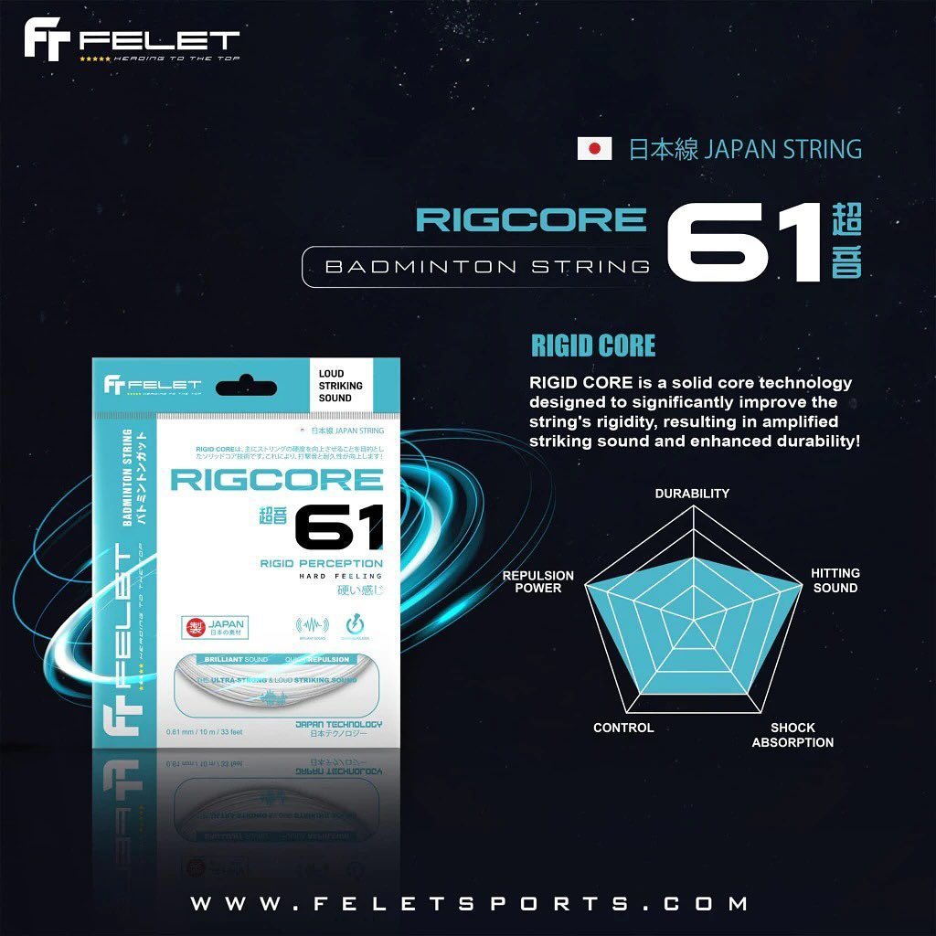 🏸 FELET RIGCORE 61 – เสียงดัง คม แข็ง สุดพลัง! ⚡    เอ็นแบดมินตันระดับโปรจากญี่ปุ่น