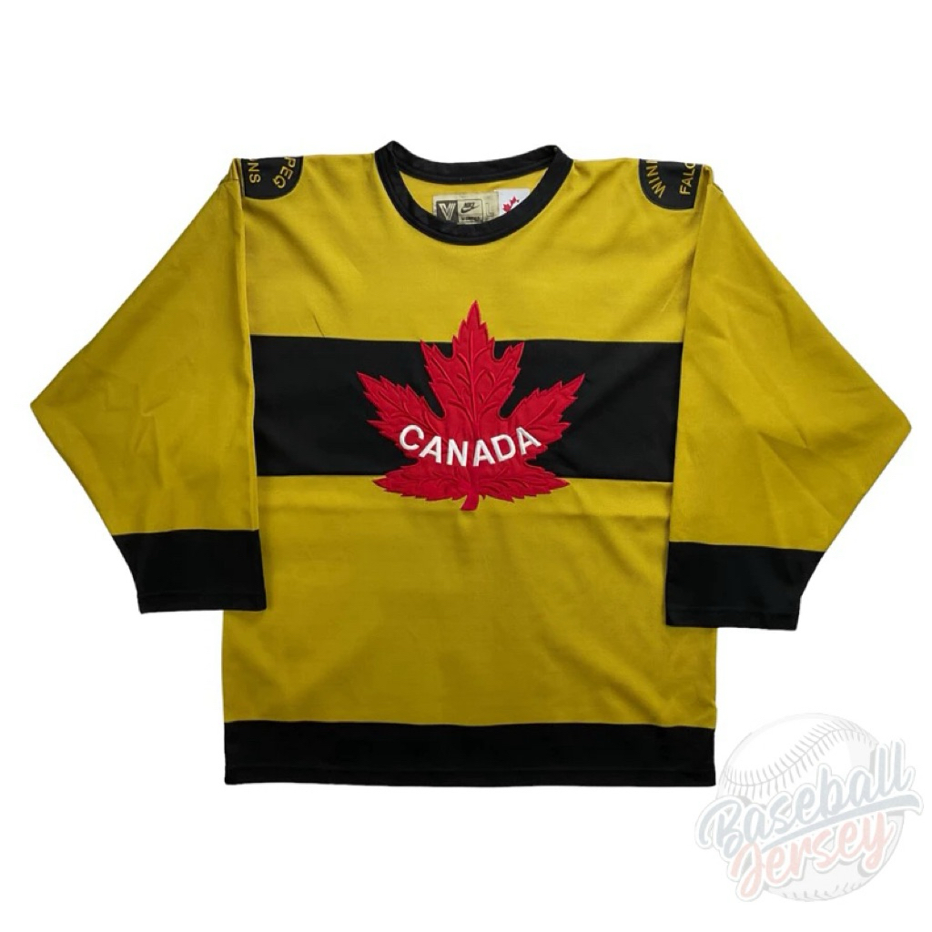 เสื้อฮ็อกกี้ CANADA TEAM WINNIPEG FALCONS WORLD CUP OF HOCKEY GOLD HOCKEY JERSEY   Size L
