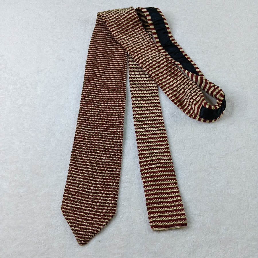Stanley Blacker Knitted Tie Red Brown Design 56/3 inch