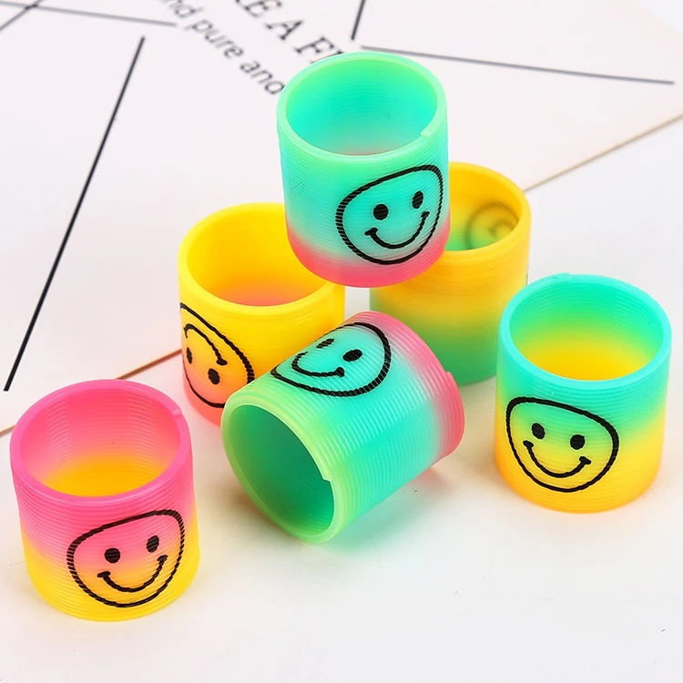 มินิยิ้มใบหน้าวงกลมสีรุ้ง วงกลมยืดหยุ่น ยืดไสลด์เวทมนตร์