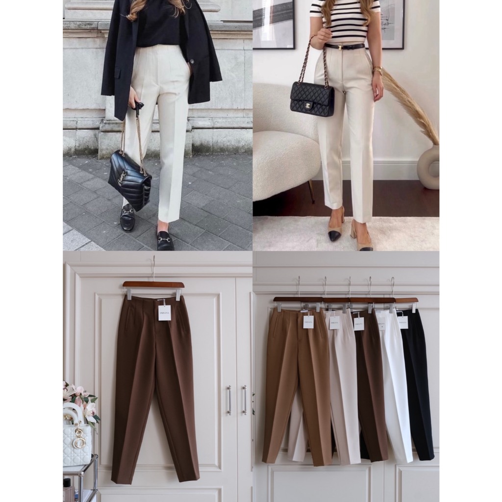 •PRISANA• PSN 52285 กางเกงทำงานที่ถูกต้องง สั่งตัดมาให้แล้วคร่า ทรงบอยขากระบอกเล็ก 7-8 ส่วน