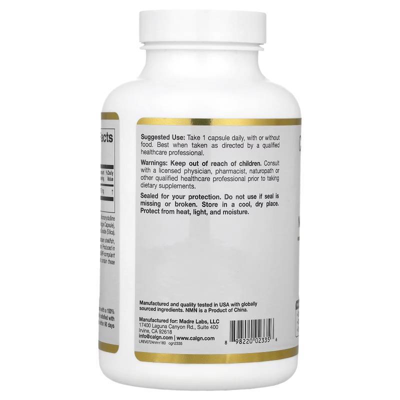 NMN นิโคตินาไมด์โมโนนิวคลีโอไทด์  California Gold Nutrition, NMN, 175 mg , 180 Veggie Capsules - รูปที่ 2