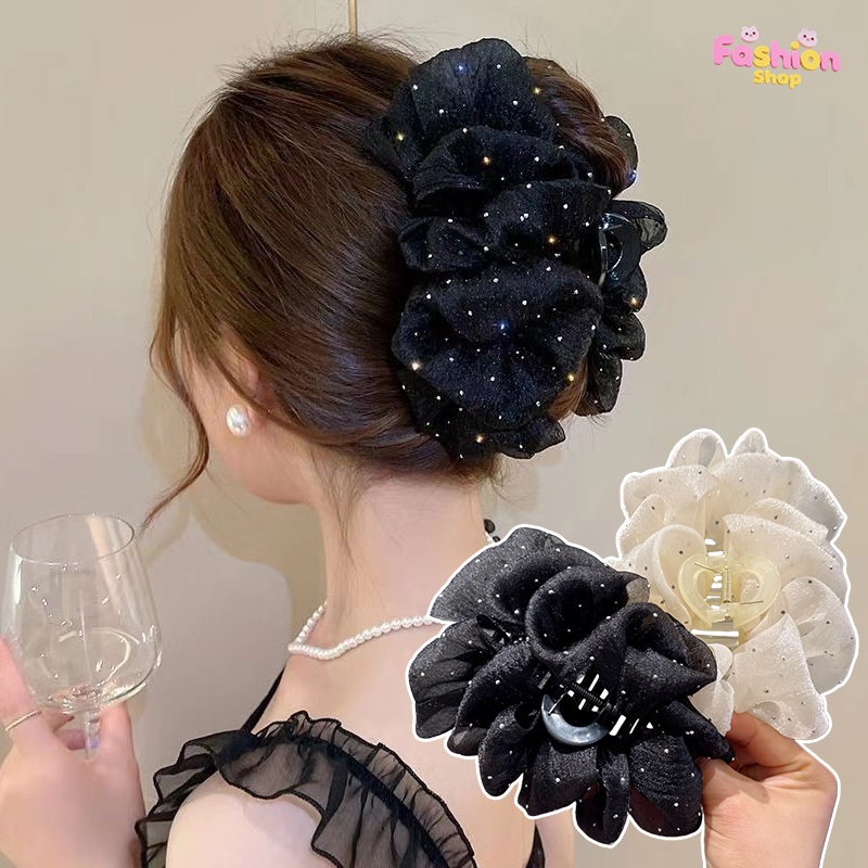 กิ๊บติดผม กิ๊บหนีบผม ขนาดใหญ่ สีดํา สไตล์เกาหลี แฟชั่น หวาน คุณภาพสูง สำหรับผู้หญิง ส่งเร็ว COD