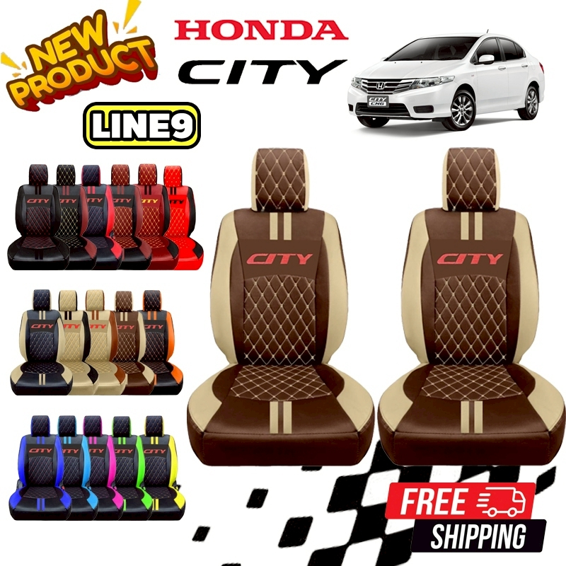 ชุดหุ้มเบาะรถยนต์ HONDA CITY *รวมปี 2008-2019 [ลาย 9] หนังพรีเมียม สปอร์ตทันสมัย (Sofia Carshop)
