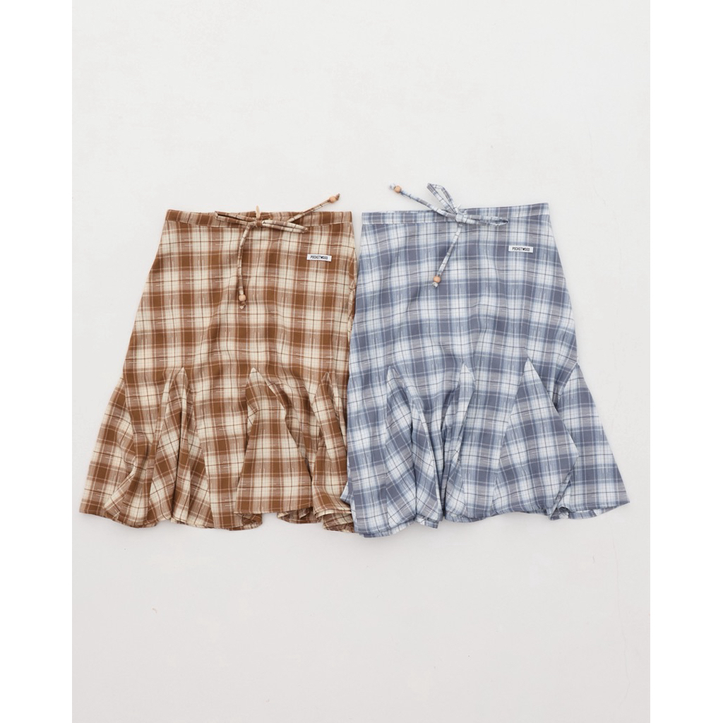 Faye Midi Skirt [พร้อมส่ง] กระโปรงลายสก็อต แต่งลูกปัดไม้ ราคา ถูกที่สุด ดีลบีเคเค แกลเลอรีภาพที่ 8