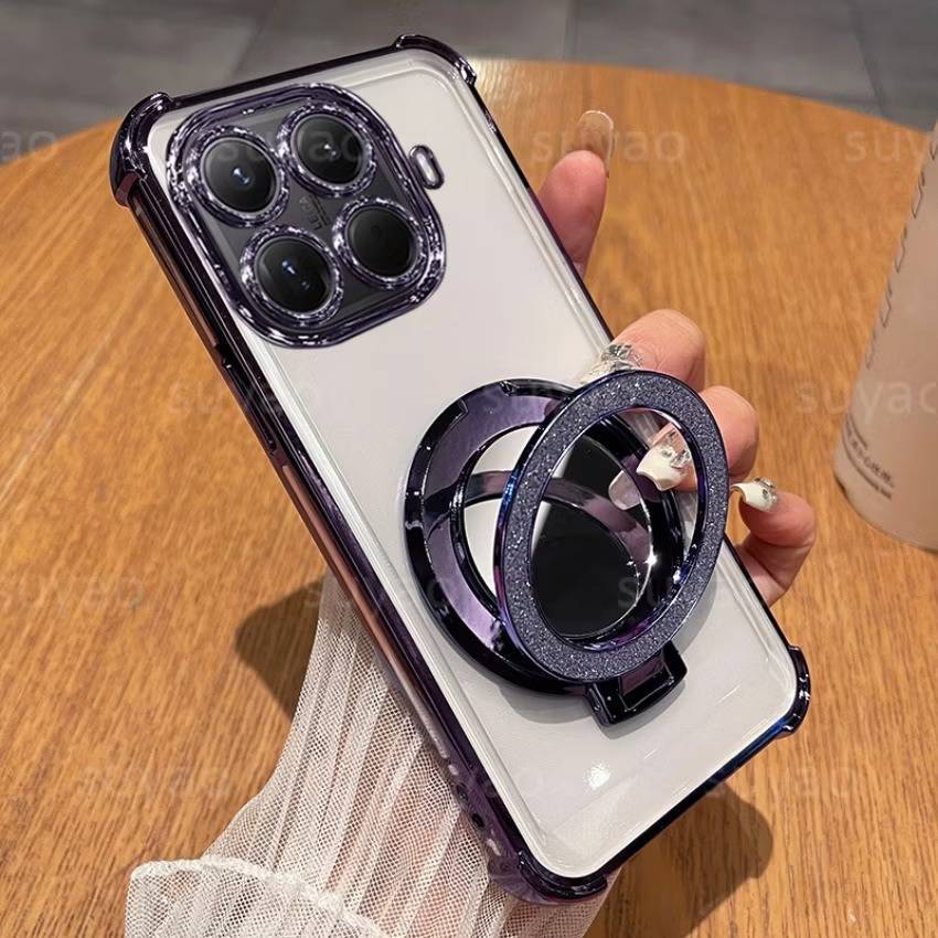 ส่งจากไทย เคสสำหรับ Xiaomi Mi15T เคสกระจกตั้งได้ ขอบสี กันกระแทก กระจก สุดหรู E5 - รูปที่ 2