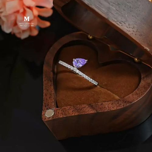 MEET💕แหวนเงิน แหวนเงินแท้ Lavender แหวนผู้หญิง แหวนเงินแท้ แหวนปรับขนาดได้ แหวนเรียบหรู แหวนแฟชั่น - รูปที่ 2