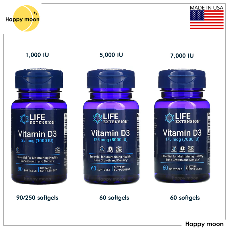 Life Extension, Vitamin D3, 1,000, 5,000, 7,000 IU,วิตามินดี 3