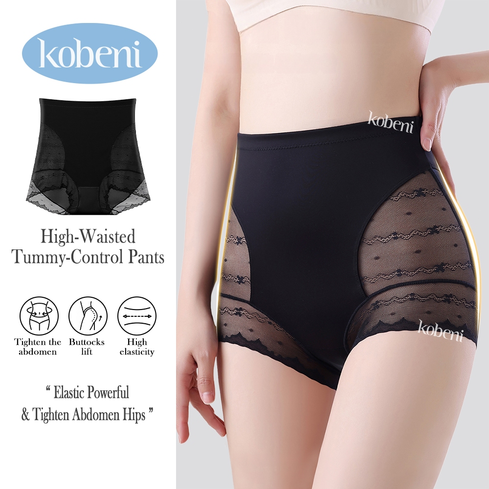 ⭐KOBENI⭐กางเกงในเก็บพุง เอวสูง ไร้ขอบ กระชับสัดส่วน ยกก้น ตาข่ายลูกไม้ ผ้าระบายอากาศได้ดี