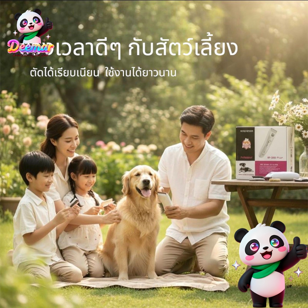 Deemar codos ปัตเลียนตัดขนสุนัข ไร้สาย ใบมีดแสตนสผสมเชรามิค KP-3000 Plus+