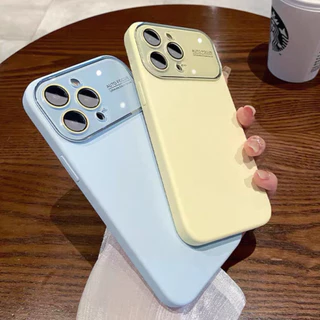 case เคสนิ่ม เคสกำมะหยี่ สีพื้นพร้อมเลนส์กระจก สีพาสเทล for iphone17、pro、max 16、pro、max 15、pro、max 14、pro、max 13 12 11