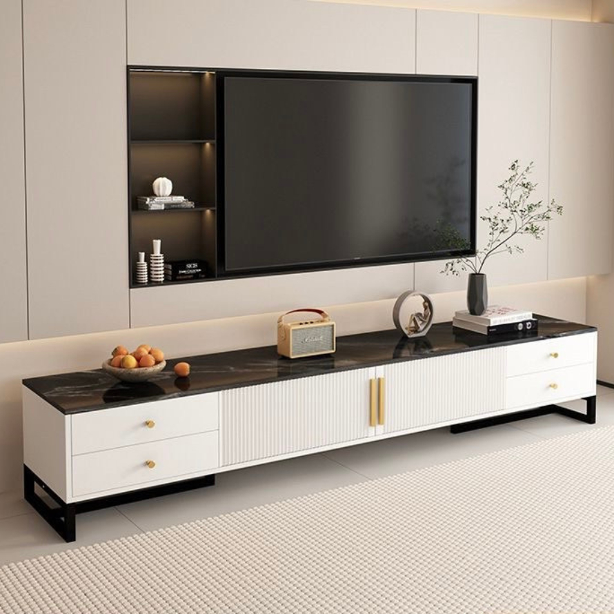 TV Cabinet ชั้นวางทีวี ตู้ทีวีมีลิ้นชัก เคาน์เตอร์วางของปรับได้ สวยโมเดิร์น แข็งแรง