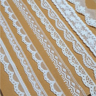 ผ้าลูกไม้ เนื้อบางโปร่ง เนื้อไนลอน หน้ากว้างประมาณ 1 - 1.5 ซ…