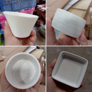 ถ้วยเซรามิก 3/4/5 นิ้ว สีขาวเงา มีหลายทรง น่ารักๆ ใส่น้ำจิ้ม…