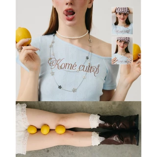 kome.offi (S-4XL) เสื้อปาดไหล่แขนสั้น รุ่น Komé wendy top