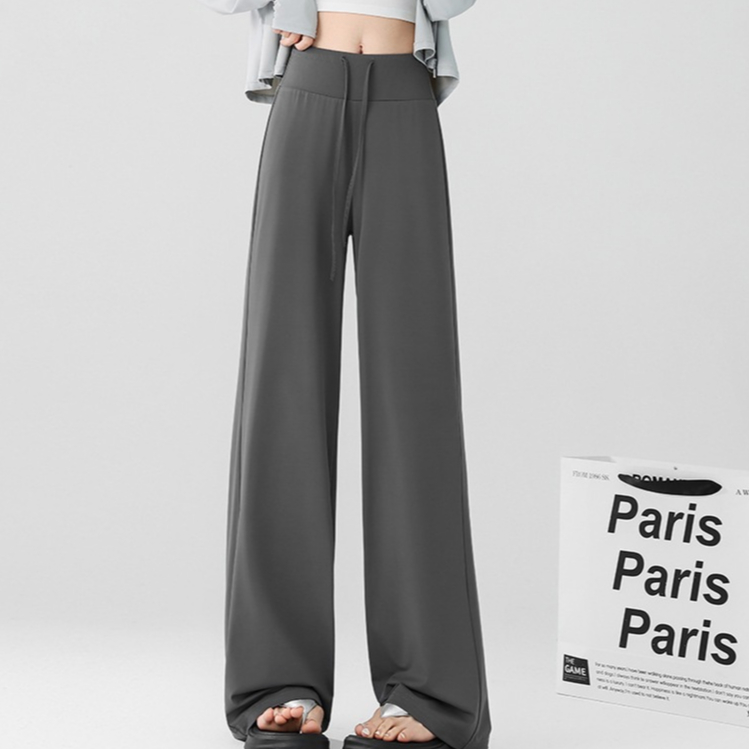 กางเกงกันแดดผ้าไหมน้ำแข็งฤดูร้อนสำหรับผู้หญิงเอวสูงเข้ารูป